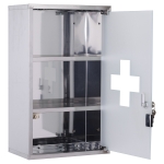 HomCom dulapior medicamente din inox, 50x30x18cm, argintiu