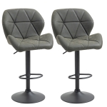 HomCom set 2 scaune bar, inaltime reglabila, piele ecologica gri