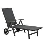 Outsunny sezlong din ratan, spatar reglabil, 192x74x55cm negru