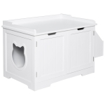 PawHut Dulap Litiera Pisici 2 Usi Laterale de Depozitare 88,5x48x51,5cm Alb