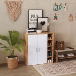 Homcom Dulapior de Perete cu 2 Usi Basculante Rafturi Reglabile Dormitor si Hol Lemn 80x32x90,5cm