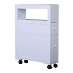 Homcom Mobilier pentru Baie in Lemn cu Rafturi si 2 Sertare,Alb 16x52x66cm
