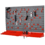 DURHAND 54 bucati Suport container pentru scule cu 50 carlige montabil pe perete rosu gri