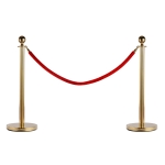 Homcom Coloane Separeu Paleti pentru Delimitare cu Franghie Rosu Otel Inox, Auriu, Ф32 x 95cm