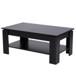 Homcom Masa pentru Cafea Joasa pe 2 Niveluri in Lemn Negru 110x65x47cm