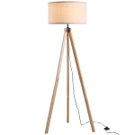 Homcom Lampada da Terra con Treppiede e Paralume in Lino Beige per Soggiorno Lampadine E27 Ф45 x 152cm