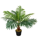 Outsunny Palmier Decorativ din Plastic, Planta Tropicala Artificiala cu Ghiveci