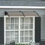 Outsunny Copertina de exterior pentru ferestre si usi, din policarbonat si aluminiu, 200x96x27cm – maro