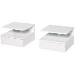 HOMCOM Set 2 Noptiere Moderne Suspendate cu Sertar si Raft 35x32x22.5cm Alb