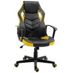 Vinsetto Scaun de Gaming Fotoliu de Birou Rotativ cu Roti din Piele ecologica Negru si galben