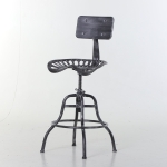 Homcom Scaun stil Industrial din otel cu spatar si inaltime reglabila, Negru 56x56x90-112cm