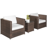 Outsunny Set Mobilier pentru Extern in PE Rattan Canapea si Masuta cu Blat in Sticla Maro