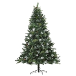 HOMCOM 210cm Brad de Craciun Artificial din Pin cu 1622 Ramuri Conuri de Pin Baza Pliabila