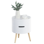 HomCom masuta de cafea rotunda, Φ38 x 48,3cm, lemn, alb