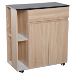 Homcom Dulapior de Bucatarie cu Sertare si Roti in Lemn, Stejar Negru 78x39.5x88.5cm