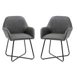HOMCOM Set 2 scaune moderne pentru sufragerie din imitatie piele gri 60x56.5x85cm