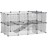 PawHut Tarc Cusca Personalizabil pentru Animalute de Companie in Metal Negru 36 Panouri 35x35cm