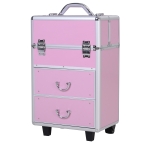 HomCom valiza produse make-up, 36x23x58cm, roz