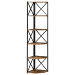 HOMCOM Biblioteca de Colt de Perete Stil Industrial din Lemn cu 5 Etajere