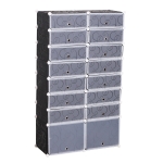 Homcom Dulap Pantofi Modular 16 Cuburi in PP Alb si Negru 95x37x160cm