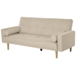 HOMCOM 2-IN-1 Canapea extensibila 3 locuri 3 niveluri spatar reglabil cadru din lemn bej