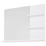 kleankin Mobilier Dulap Baie cu Oglinda si 3 Rafturi in MDF Alb 60 x 10 x 48cm