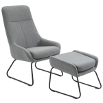 HOMCOM Set Fotoliu cu Pouf pentru picioare, Capitonate, din Metal si Tesatura Gri