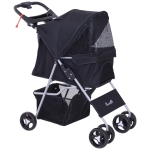 PawHut Carucior pentru Animale de Companie Pliabila, Negru, 77x47x101cm