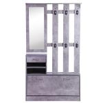 Homcom Garderoba pentru Intrare, cu Oglinda, Cuier si Pantofar Reglabil, Gri ciment, 90x22x116 cm
