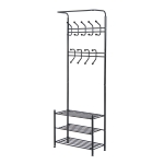 Homcom Cuier Banca pentru Hol cu Rafturi Pantofi in Otel, Negru, 67x30x185cm
