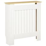 HOMCOM Mobilier Masca pentru Calorifer cu Design cu Sipci cu Raft in MDF si Lemn Alb