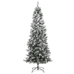 HOMCOM Brad de Craciun de 210 cm Pin artificial acoperit cu plus alb 631 de ramuri