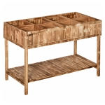 Outsunny Huerto Urbano de Madera 120x60x81 cm Jardinera Elevada para Cultivo de Plantas Flores con Estante Inferior para Jardín Terraza Exterior Carbanizado