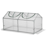 Outsunny Estufa 120x60x60cm Estufa de Jardim com 2 Janelas Enroláveis para Cultivo de Plantas Verduras Flores Branco Translúcido