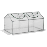 Outsunny Estufa 120x60x60cm Estufa de Jardim com 2 Janelas Enroláveis para Cultivo de Plantas Verduras Flores Branco Translúcido