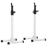 HOMCOM Soporte para Barras de Pesas Ajustable Estante de Acero para Levantamiento de Pesas Carga Máx. 150 kg Entrenamiento en Gimnasio Hogar 52x48x105-160 cm Blanco
