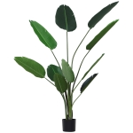 Outsunny Planta de Decoración Artificial de Palma Árbol Realista con Maceta 10 Hojas Ф18x180cm para Exterior e Interior No Requiere Instalación