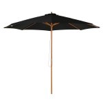 Outsunny ⌀3m Bamboo Wooden Market Patio Umbrella 6-ribs Outdoor Sunshade Canopy, Black