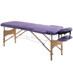 HOMCOM Camilla de Masaje Acolchada de Madera Plegable y Portátil para Tatuaje Fisioterapia Deporte 182x60cm Morado(c-2)
