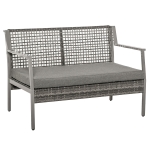 Outsunny Banco de Jardín de 2 Plazas 122x60x80 cm con Respaldo y Apoyabrazos Listones de Madera y Marco de Acero Carga 230 kg Color Natural y Negro(c-3)