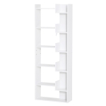 HOMCOM Estantería de 6 Niveles Librería Vertical de Forma Irregular Diseño Moderno Sistema Antivuelco 60x21x162,5 cm Blanco(c-3)