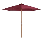 Outsunny ⌀3m Bamboo Wooden Market Patio Umbrella 6-ribs Outdoor Sunshade Canopy, Wine Red