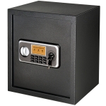 HOMCOM Caja fuerte Electrónica Sólida Caja de Seguridad con Llave 2 Códigos para Casa Oficina Capacidad de 32 L Acero 35x30x39,3 cm Negro