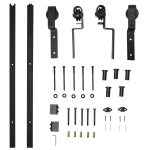 HOMCOM Herrajes Puerta Corredera 200cm Kit de Acero al Carbono Accesorios para 2 Puertas Deslizantes de Madera de 100cm de Ancho Baño Dormitorio Cocina