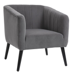 HOMCOM Sillón Nórdico Acolchado Silla Individual Tapizada en Terciopelo Vintage de Madera con Patas y Reposabrazos 71x65x76 cm Gris