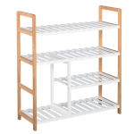 HOMCOM Zapatero Multiuso de 4 Niveles Máximo 11 Pares con Compartimento para Botas Altas Estantería de Zapatos Madera Maciza de Pino 68x26x78 cm Blanco