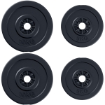 HOMCOM Juego de 4 Discos de Pesas de 5 kg y 10 kg con Orificio de Ø25 mm para Entrenamiento de Fuerza Levantamiento de Pesas Negro