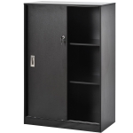 HOMCOM Aktenschrank, Büroschrank, Bürocontainer mit 3 Regal, 2 Aufbewahrungsschränke mit Türen, E1 Spanplatte,Schwarz, 80 x 40 x 120 cm
