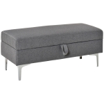 HOMCOM Polsterbank Sitzbank Truhenbank mit Stauraum Metall Leinen Grau108,5 x 44,5 x 47,5 cm