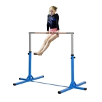 HOMCOM Gymnastik Turnreck Reckstange 13-stufige höhenverstellbar bis 75 kg belastbar Reckanlage Trainingsgeräte Stahl Buchenholz Blau